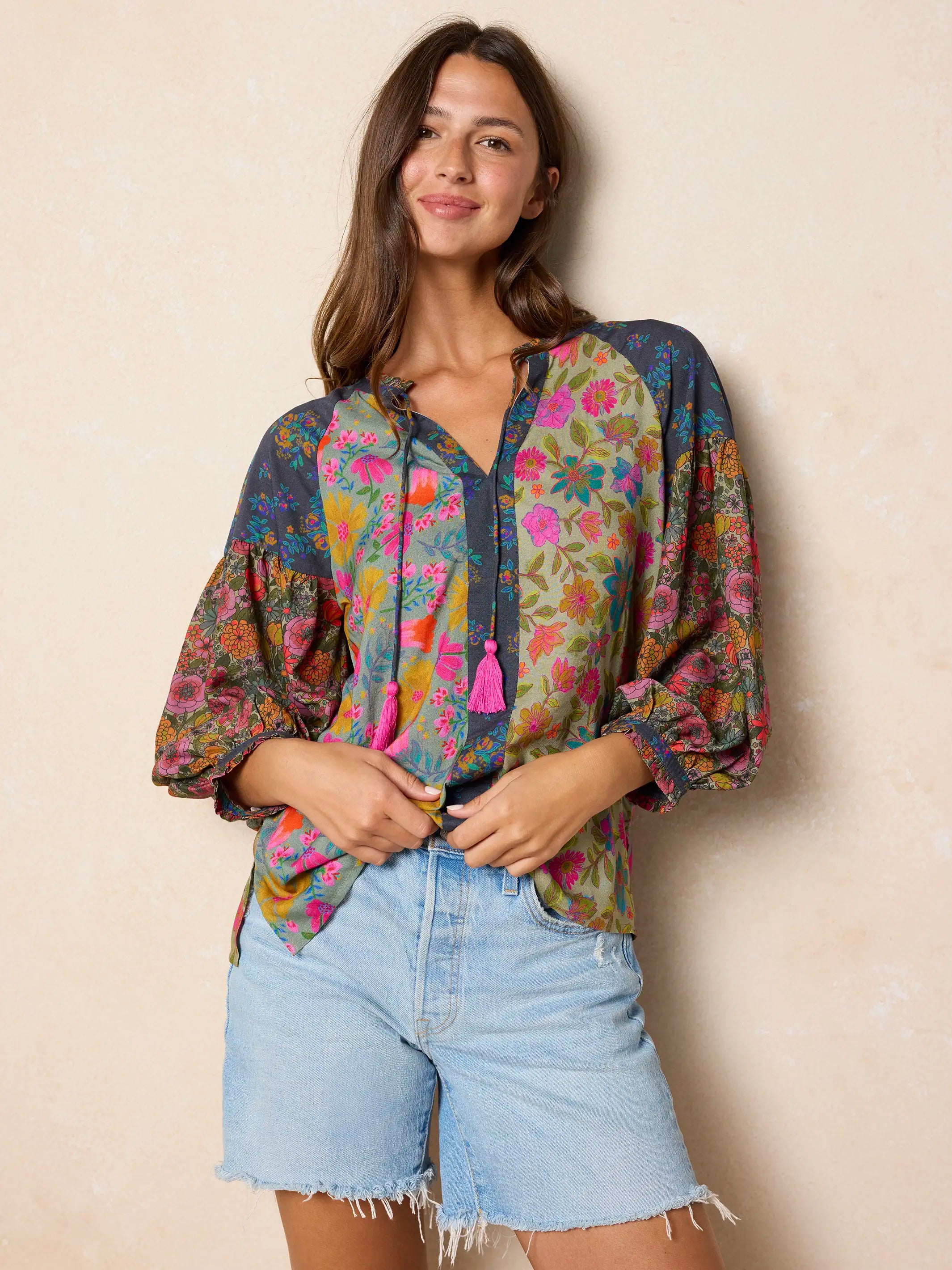Fallon Top - Drawn Garden Multi